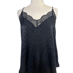 #53 lovestitch Black Lace-Trim Camisole